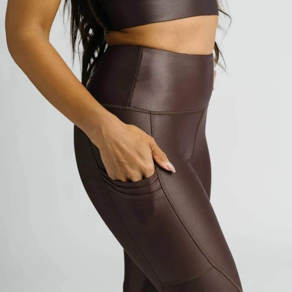 ZYIA Chocolate Espresso High-Waisted Leggings Light n Tight